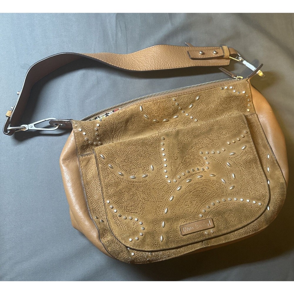 Vera Bradley Carson Shoulder Bag with Charger Pocket Embroidered Studded Leather